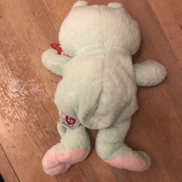 Ty Pluffies Grins Plush Frog Mint Green Stuffed Animal Tags 10” Beanbag - Picture 4 of 10